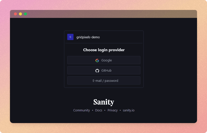 Login to sanity account