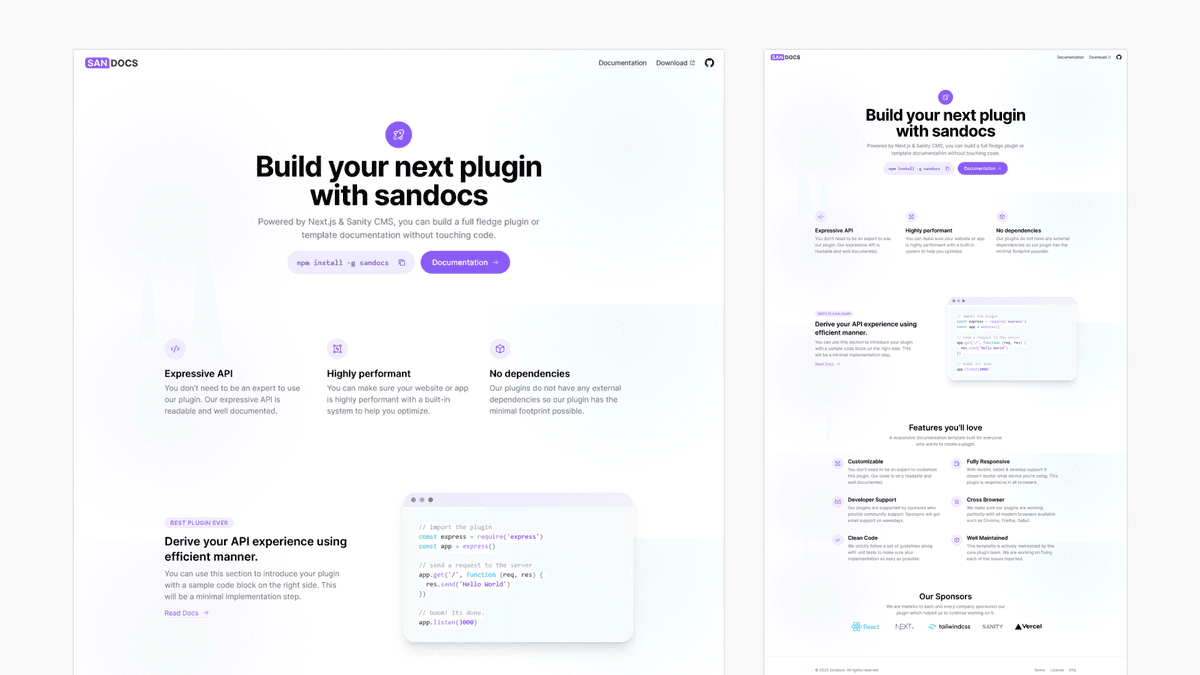 SandDocs - Free Next.js Documentation template