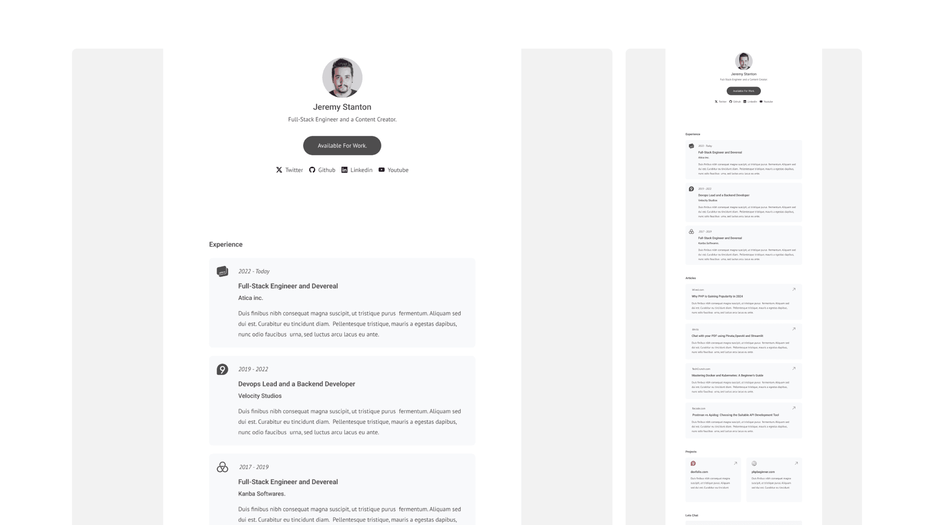 Vesper - Minimalist Portfolio Website Template preview