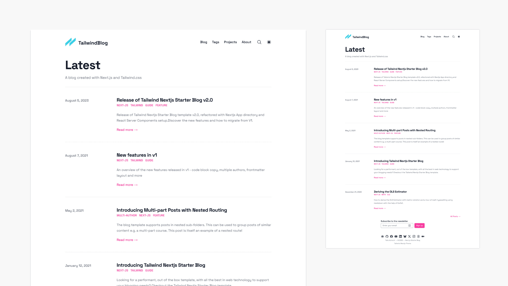 Free Next.js Tailwind Blog Template preview